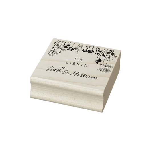 Landelijke bloemen moderne script aangepaste bibli rubberstempel (Stempel)