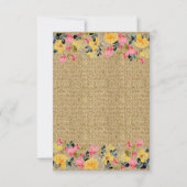 Landelijke bloemen op jute bruiloft uitnodiging RS (Achterkant)