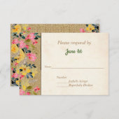 Landelijke bloemen op jute bruiloft uitnodiging RS (Voorkant / Achterkant)