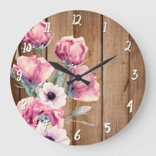 Landelijke Bloemen Roestige Schuur Hout Grote Klok