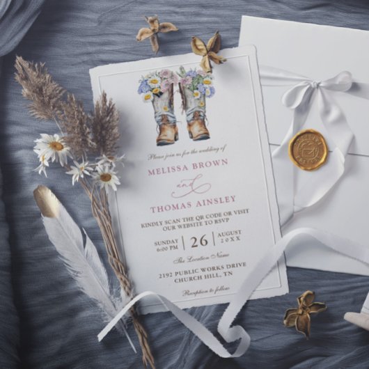 Landelijke Bloemen Rustieke Chic Budget QR Code Br Kaart