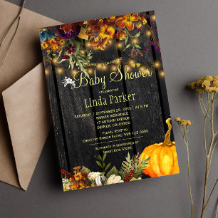 Landelijke bloemen schuur hout herfst baby shower kaart