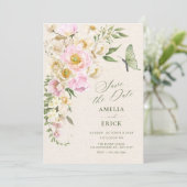 Landelijke bloemenaesthetic save the date (Staand voorkant)
