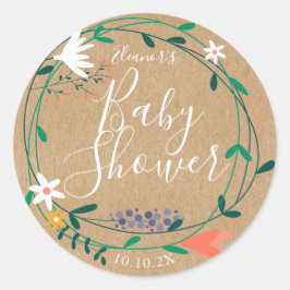 Landelijke bloemenguirlande baby shower / Sprinkle Ronde Sticker