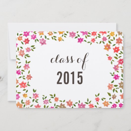 Landelijke bloemenkrans afstudeerfeest kaart (Achterkant)
