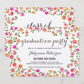Landelijke bloemenkrans afstudeerfeest kaart (Voorkant / Achterkant)