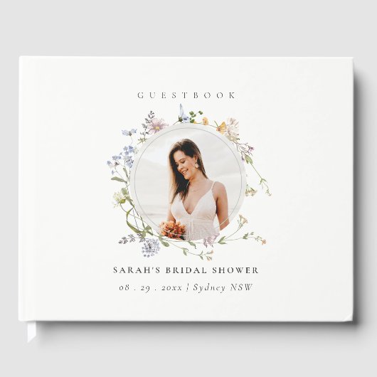 Landelijke bloemenkrans bruidsfeest foto gastenboek (Voorkant)