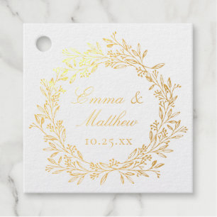 Landelijke bloemenkrans bruiloft logo monogram bedankjes labels