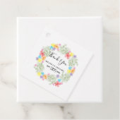 Landelijke bloemenkrans huwelijksgeschenk bedankjes labels (In situ)