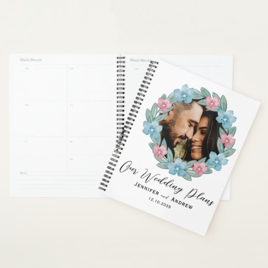 Landelijke bloemenkrans & kalligrafie trouwplanner planner (Display)