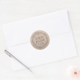 Landelijke bloemenkrans Kraftpapier gepersonalisee Ronde Sticker