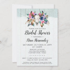 Landelijke bloemenschedel bruidsdouche uitnodiging