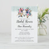 Landelijke bloemenschedel bruidsdouche uitnodiging (Staand voorkant)