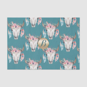 Landelijke Bloemenskelet Boho Monogram Op Maat Gem Tissuepapier