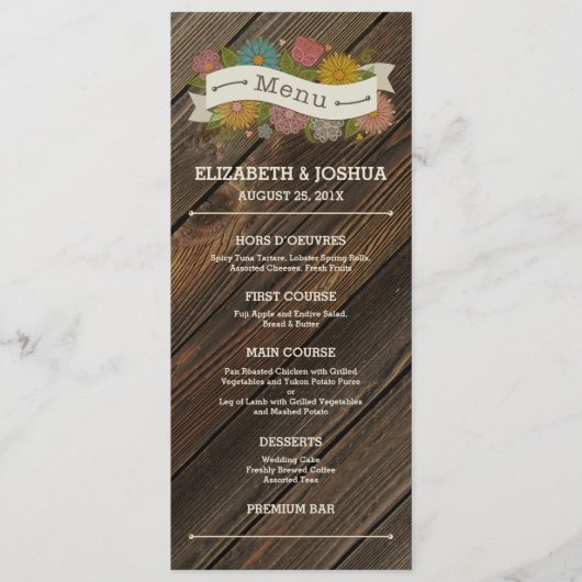 Landelijke bloemenslinger menu (Voorkant)