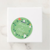 Landelijke bloemenslingers bruiloft bedankjes labels (In situ)