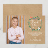 Landelijke bloemenslingers Eerste Heilige Communie Bedankkaart (Voorkant / Achterkant)