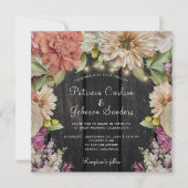 Landelijke bloementuin schuur houten bruiloft kaart (Voorkant)