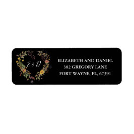 Landelijke bloemhart trouw retouradres etiket