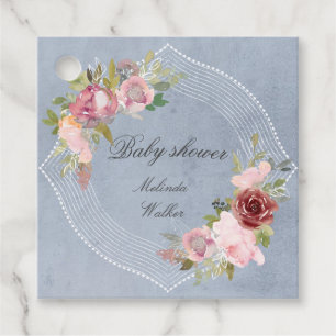landelijke bloemige babyshower bedankje bedankjes labels