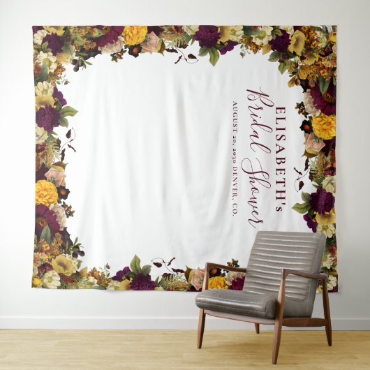 Landelijke bloemige bruidsbruiloft fotocabine acht wandkleed (In Situ (horizontaal))