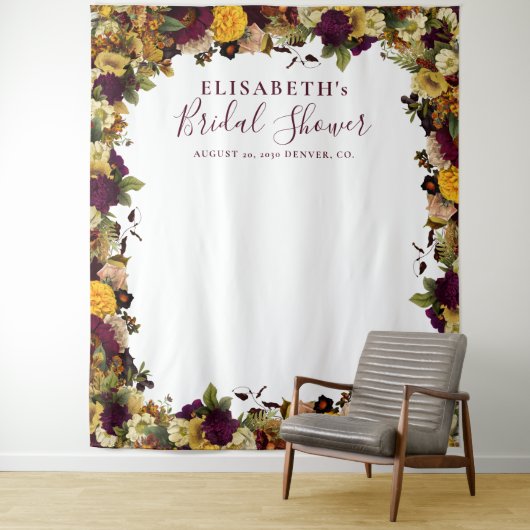 Landelijke bloemige bruidsbruiloft fotocabine acht wandkleed (In situ)