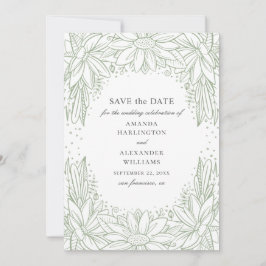Landelijke bloemige bruiloft. Landgroene bloemen Save The Date