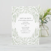 Landelijke bloemige bruiloft. Landgroene bloemen Save The Date (Staand voorkant)