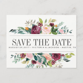 Landelijke bloemige bruiloft "save the date" aankondigingskaart