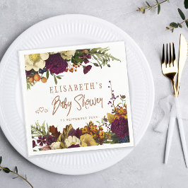 Landelijke bloemige elegante herfst baby shower servet