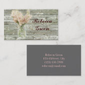 landelijke bloemige glazen pot trouwfeest visitekaartje (Voorkant / Achterkant)