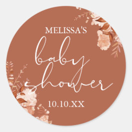 Landelijke bloemige herfst baby shower favoriet ronde sticker