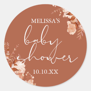 Landelijke bloemige herfst baby shower favoriet ronde sticker