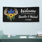 Landelijke bloemige herten Welcome to the Wedding Spandoek (Beurs)