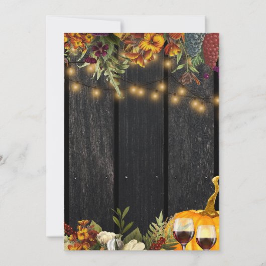 Landelijke bloemige houten pompoen Friendsgiving-f Kaart (Achterkant)