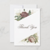 Landelijke bloemige moderne burgundy Marsala goude Bedankkaart (Voorkant)