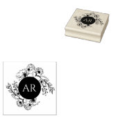 Landelijke bloemige monogram bruiloft rubberstempel (Gestempeld)