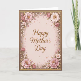 Landelijke bloemige roze Moederdag warme aardetint Feestdagen Kaart