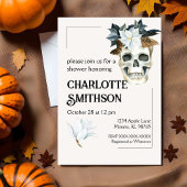 Landelijke Bloemige Schedel Douche Uitnodiging