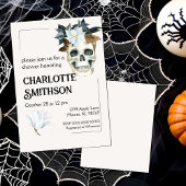 Landelijke Bloemige Schedel Douche Uitnodiging