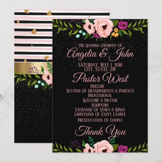 Landelijke bloemige trouwceremonie uitnodiging (Voorkant / Achterkant)