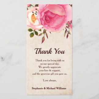 Landelijke bloemige trouwkaart met dankbetuiging bedankkaart