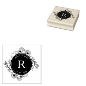 Landelijke Bloemige Trouwmonogram Rubberstempel (Gestempeld)