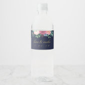 Landelijke bloemige trouwnavy waterfles etiket (Voorkant)