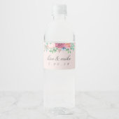 Landelijke bloemige trouwroze waterfles etiket (Voorkant)