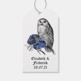 Landelijke bloemige uil en spinnen gotische bruilo cadeaulabel