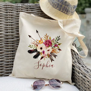Landelijke bloemige verloofde Persoonlijk Tote Bag
