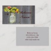 landelijke bloemige weide-mason jar-huwelijk visitekaartje (Voorkant / Achterkant)