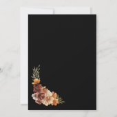 Landelijke bloemige zwarte bruiloft na-feestje kaart (Achterkant)