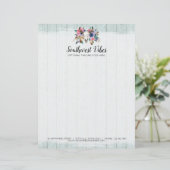 Landelijke Bloemkoe Schedel Waterverf Hout Boho Ch Briefhoofd (Staand voorkant)